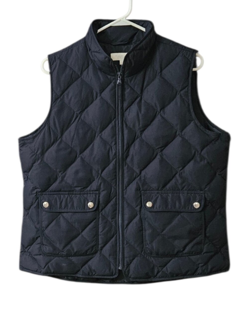 Talbots Outlet Women's Quilted Down/Feathers Vest Full Zip Size LP Navy Outdoor